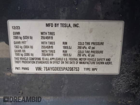 2023 Tesla Model Y Long Range z VIN 7SAYGDEE5PA208753, wystawiony jako IAAI lot #43211154 z przebiegiem 40 499 mil mil oraz . Historia ofert i sprzedaży dostępna na DreamBid. Obrazek 9.