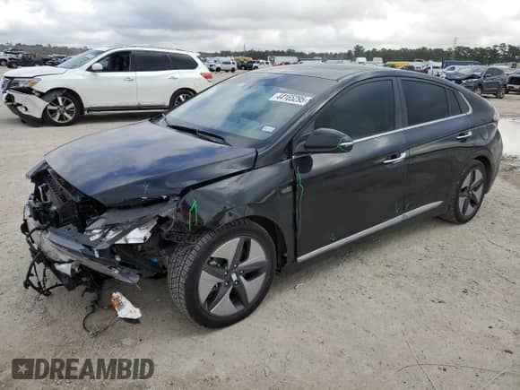 2021 Hyundai Ioniq Limited with VIN KMHC05LC2MU255047, listed as a Copart auction lot 44165295 with 46,826 mi miles and Salvage title. Bid and sale history available at DreamBid. Image 1.