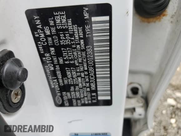 2015 Hyundai Tucson SE с VIN KM8JUCAG8FU012383, выставлен на аукционе Copart как лот 67469875 с пробегом 77 880 миль миль и Списание • Salvage title. История ставок и продаж доступна на DreamBid. Изображение 13.