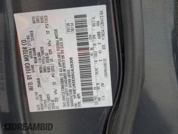 2009 Ford Explorer Limited z VIN 1FMEU65E69UA35306, wystawiony jako Copart lot #43396615 z przebiegiem 290 170 mil mil oraz Szkoda całkowita • Salvage title. Historia ofert i sprzedaży dostępna na DreamBid. Obrazek 13.