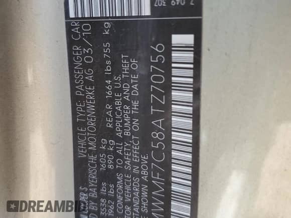 2010 MINI Hardtop S with VIN WMWMF7C58ATZ70756, listed as a Copart auction lot 81047265 with 95,643 mi miles and Salvage title. Bid and sale history available at DreamBid. Image 12.