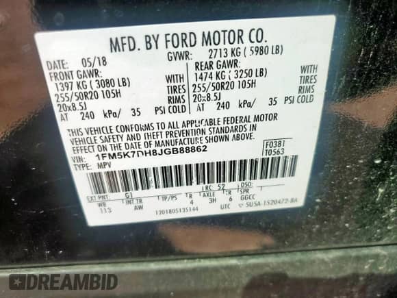 2018 Ford Explorer XLT z VIN 1FM5K7DH8JGB88862, wystawiony jako Copart lot #84209385 z przebiegiem 80 801 mil mil oraz Szkoda całkowita • Salvage title. Historia ofert i sprzedaży dostępna na DreamBid. Obrazek 14.