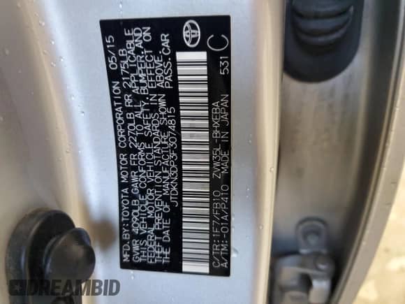 2015 Toyota Prius Advanced z VIN JTDKN3DP3F3074815, wystawiony jako Copart lot #64693265 z przebiegiem 103 228 mil mil oraz Szkoda całkowita • Salvage title. Historia ofert i sprzedaży dostępna na DreamBid. Obrazek 13.