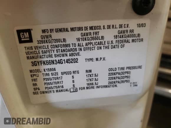 2004 Cadillac Escalade ESV Platinum Edition с VIN 3GYFK66N34G145202, выставлен на аукционе Copart как лот 59467275 с пробегом 208 940 миль миль и Чистый • Clean title. История ставок и продаж доступна на DreamBid. Изображение 13.