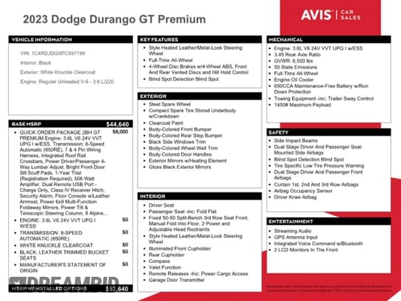 2023 Dodge Durango GT Premium with VIN 1C4RDJDGXPC597188, listed as a Copart auction lot 78988334 with 34,389 mi miles and Clean title. Bid and sale history available at DreamBid. Image 13.