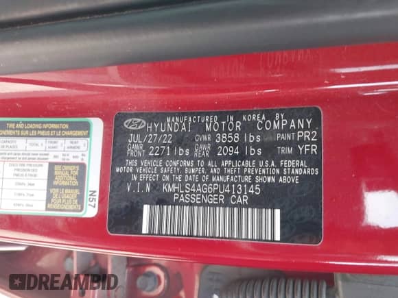 2023 Hyundai Elantra SEL with VIN KMHLS4AG6PU413145, listed as a IAAI auction lot 43030935 with 69,858 mi miles and . Bid and sale history available at DreamBid. Image 9.