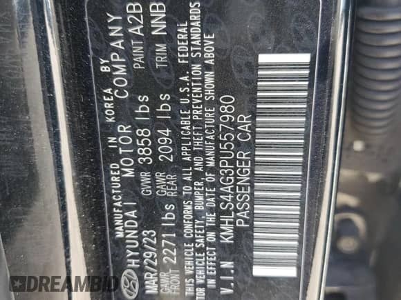 2023 Hyundai Elantra SEL с VIN KMHLS4AG3PU557980, выставлен на аукционе Copart как лот 84913905 с пробегом 54 723 миль миль и Чистый • Clean title. История ставок и продаж доступна на DreamBid. Изображение 13.