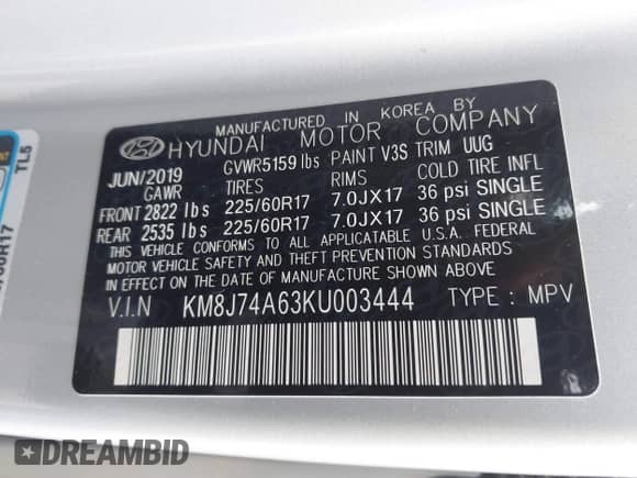 2019 Hyundai NEXO с VIN KM8J74A63KU003444, выставлен на аукционе IAAI как лот 42462094 с пробегом 30 140 миль миль и . История ставок и продаж доступна на DreamBid. Изображение 9.