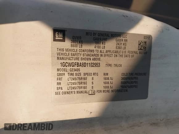 2013 Chevrolet Express Cargo z VIN 1GCWGFBA8D1102953, wystawiony jako IAAI lot #42999141 z przebiegiem 364 550 mil mil oraz . Historia ofert i sprzedaży dostępna na DreamBid. Obrazek 9.