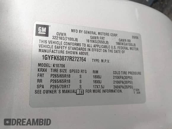 2007 Cadillac Escalade с VIN 1GYFK63877R272764, выставлен на аукционе IAAI как лот 43277037 с пробегом 212 509 миль миль и . История ставок и продаж доступна на DreamBid. Изображение 9.