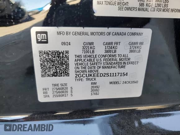 2025 Chevrolet Silverado 1500 RST with VIN 2GCUKEED2S1117154, listed as a Copart auction lot 70365665 with 10,939 mi miles and Salvage title. Bid and sale history available at DreamBid. Image 12.