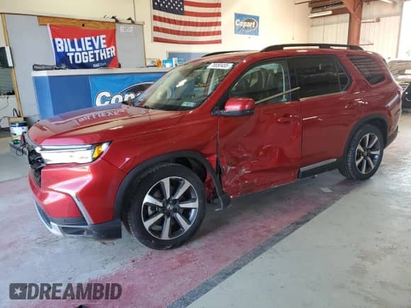 2023 Honda Pilot Touring with VIN 5FNYG1H73PB023953, listed as a Copart auction lot 70050455 with 45,315 mi miles and Salvage title. Bid and sale history available at DreamBid. Image 1.