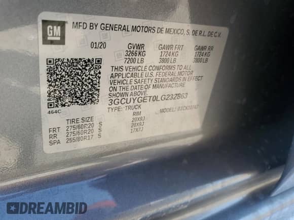 2020 Chevrolet Silverado 1500 LTZ z VIN 3GCUYGET0LG232863, wystawiony jako Copart lot #48916595 z przebiegiem Nie podano mil oraz Szkoda całkowita • Salvage title. Historia ofert i sprzedaży dostępna na DreamBid. Obrazek 13.