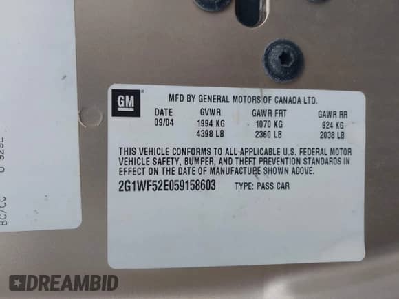 2005 Chevrolet Impala с VIN 2G1WF52E059158603, выставлен на аукционе IAAI как лот 42184593 с пробегом 119 051 миль миль и . История ставок и продаж доступна на DreamBid. Изображение 9.