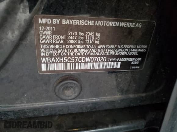 2012 BMW 5 Series 528i xDrive с VIN WBAXH5C57CDW07020, выставлен на аукционе Copart как лот 84280465 с пробегом 131 910 миль миль и Чистый • Clean title. История ставок и продаж доступна на DreamBid. Изображение 12.