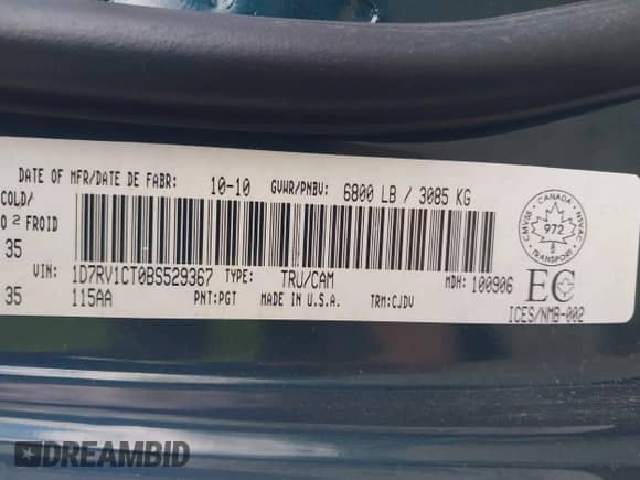 2011 Ram 1500 SLT with VIN 1D7RV1CT0BS529367, listed as a IAAI auction lot 42298304 with 124,393 mi miles and . Bid and sale history available at DreamBid. Image 9.