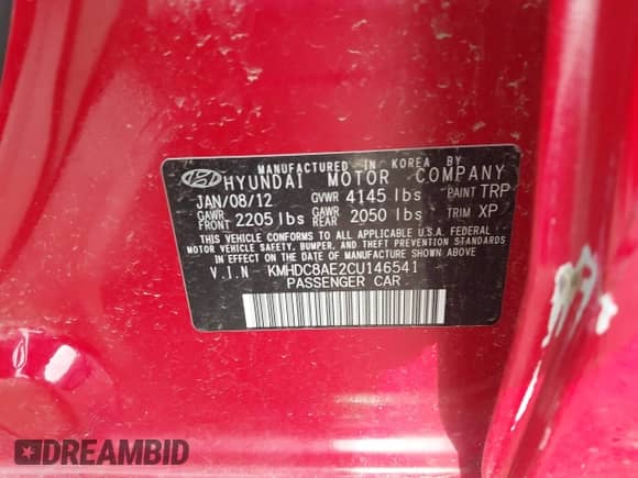 2012 Hyundai Elantra SE z VIN KMHDC8AE2CU146541, wystawiony jako IAAI lot #42273786 z przebiegiem 138 719 mil mil oraz . Historia ofert i sprzedaży dostępna na DreamBid. Obrazek 9.