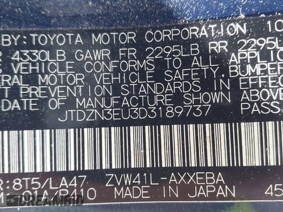 2013 Toyota Prius Two with VIN JTDZN3EU3D3189737, listed as a IAAI auction lot 42292943 with 212,697 mi miles and . Bid and sale history available at DreamBid. Image 9.