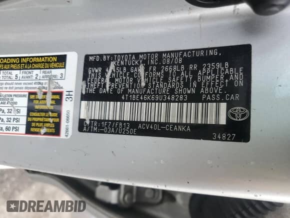 2009 Toyota Camry LE with VIN 4T1BE46K69U348283, listed as a Copart auction lot 81491285 with 157,382 mi miles and Salvage title. Bid and sale history available at DreamBid. Image 12.