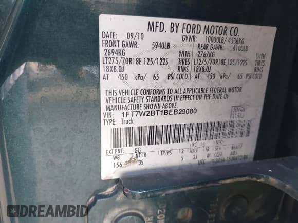 2011 Ford F-250 XL z VIN 1FT7W2BT1BEB29080, wystawiony jako IAAI lot #41489729 z przebiegiem 168 126 mil mil oraz . Historia ofert i sprzedaży dostępna na DreamBid. Obrazek 9.