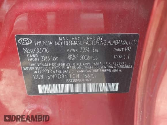 2017 Hyundai Elantra SE with VIN 5NPD84LF0HH166101, listed as a IAAI auction lot 42837234 with 167,732 mi miles and . Bid and sale history available at DreamBid. Image 9.