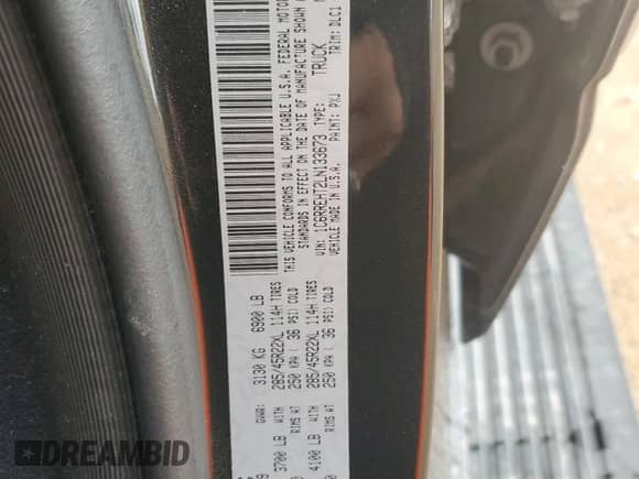 2020 Ram 1500 Limited with VIN 1C6RREHT2LN133673, listed as a Copart auction lot 79142814 with 43,965 mi miles and Salvage title. Bid and sale history available at DreamBid. Image 12.