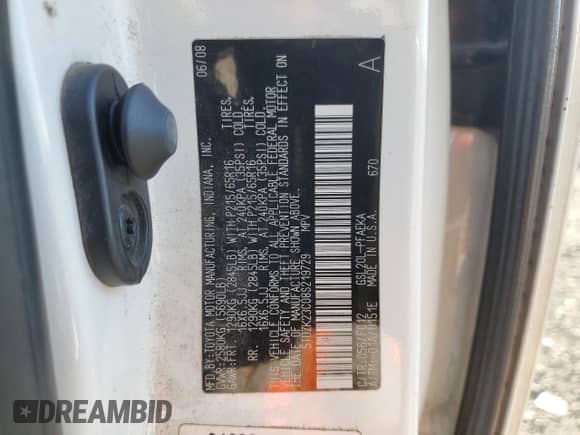 2008 Toyota Sienna LE z VIN 5TDZK23C08S219729, wystawiony jako Copart lot #81409645 z przebiegiem 195 771 mil mil oraz Szkoda całkowita • Salvage title. Historia ofert i sprzedaży dostępna na DreamBid. Obrazek 13.