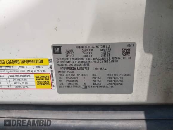 2014 Chevrolet Traverse LT с VIN 1GNKRGKDXEJ152738, выставлен на аукционе IAAI как лот 42945154 с пробегом 222 722 миль миль и . История ставок и продаж доступна на DreamBid. Изображение 9.