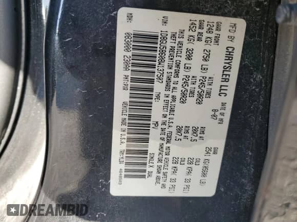 2008 Dodge Nitro R/T с VIN 1D8GU58608W137507, выставлен на аукционе Copart как лот 77184654 с пробегом 153 110 миль миль и Списание • Salvage title. История ставок и продаж доступна на DreamBid. Изображение 13.