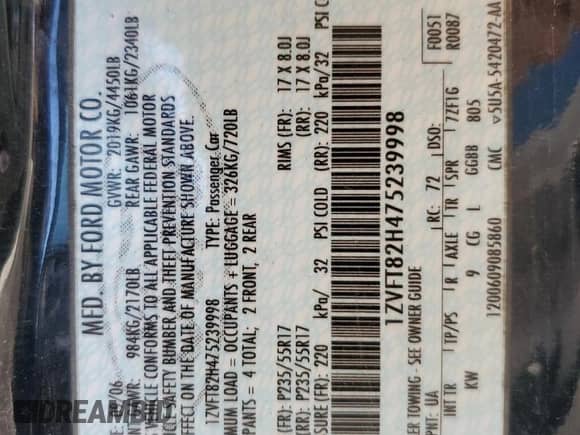 2007 Ford Mustang GT Deluxe z VIN 1ZVFT82H475239998, wystawiony jako Copart lot #84049855 z przebiegiem 101 828 mil mil oraz Szkoda całkowita • Salvage title. Historia ofert i sprzedaży dostępna na DreamBid. Obrazek 13.