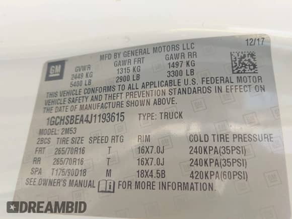 2018 Chevrolet Colorado 2WD Work Truck с VIN 1GCHSBEA4J1193615, выставлен на аукционе IAAI как лот 43520468 с пробегом 161 251 миль миль и . История ставок и продаж доступна на DreamBid. Изображение 9.