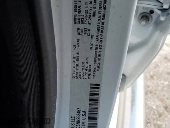 2022 Ram 1500 Big Horn с VIN 1C6RREFG3NN253457, выставлен на аукционе Copart как лот 72217894 с пробегом 16 304 миль миль и На запчасти • Non repairable. История ставок и продаж доступна на DreamBid. Изображение 14.