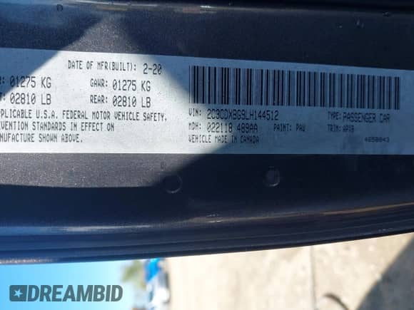 2020 Dodge Charger SXT с VIN 2C3CDXBG9LH144512, выставлен на аукционе IAAI как лот 43319791 с пробегом 95 811 миль миль и . История ставок и продаж доступна на DreamBid. Изображение 9.