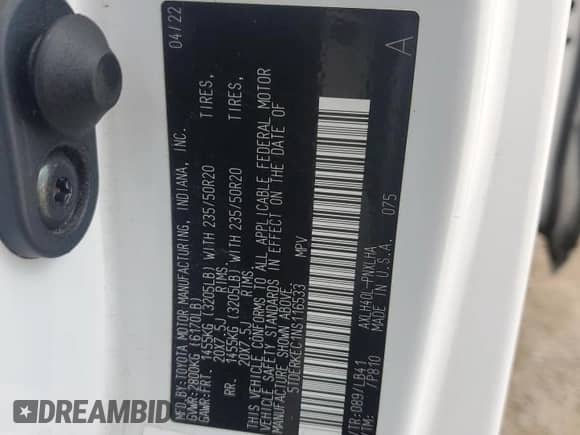 2022 Toyota Sienna Platinum с VIN 5TDERKEC1NS116533, выставлен на аукционе Copart как лот 70362315 с пробегом 85 860 миль миль и Списание • Salvage title. История ставок и продаж доступна на DreamBid. Изображение 12.