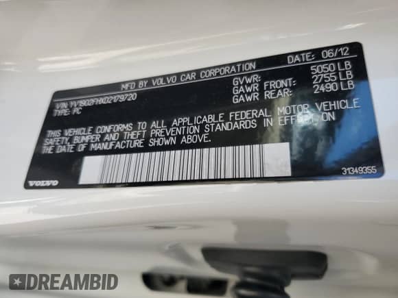 2013 Volvo S60 T6 R-Design Platinum с VIN YV1902FHXD2179720, выставлен на аукционе Copart как лот 56236895 с пробегом 150 128 миль миль и Списание • Salvage title. История ставок и продаж доступна на DreamBid. Изображение 12.