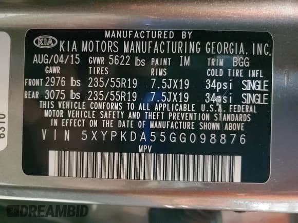 2016 Kia Sorento SXL с VIN 5XYPKDA55GG098876, выставлен на аукционе Copart как лот 86882815 с пробегом 164 334 миль миль и Чистый • Clean title. История ставок и продаж доступна на DreamBid. Изображение 13.