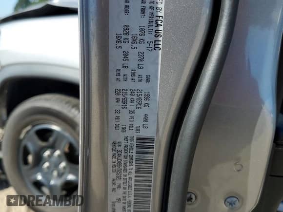 2017 Jeep Compass Sport with VIN 3C4NJCAB8HT652321, listed as a Copart auction lot 84948495 with 135,491 mi miles and Clean title. Bid and sale history available at DreamBid. Image 12.