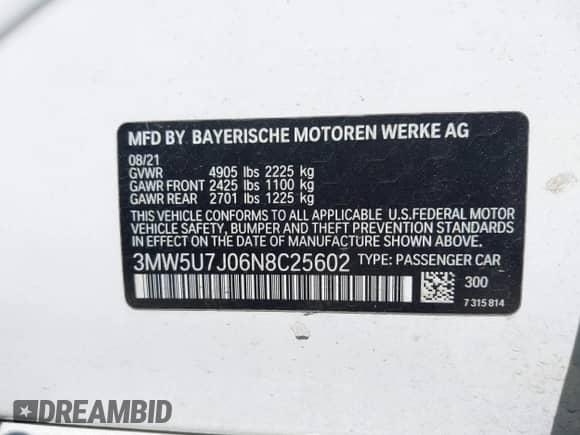 2022 BMW 3 Series M340i z VIN 3MW5U7J06N8C25602, wystawiony jako IAAI lot #43132526 z przebiegiem 73 771 mil mil oraz . Historia ofert i sprzedaży dostępna na DreamBid. Obrazek 9.