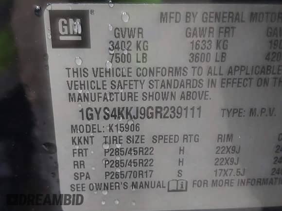 2016 Cadillac Escalade ESV Platinum с VIN 1GYS4KKJ9GR239111, выставлен на аукционе IAAI как лот 41627506 с пробегом 145 105 миль миль и . История ставок и продаж доступна на DreamBid. Изображение 9.