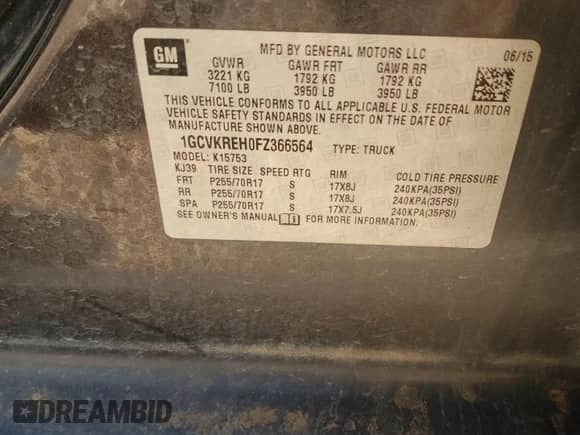 2015 Chevrolet Silverado 1500 LT z VIN 1GCVKREH0FZ366564, wystawiony jako Copart lot #86600055 z przebiegiem 218 388 mil mil oraz Czysty tytuł • Clean title. Historia ofert i sprzedaży dostępna na DreamBid. Obrazek 12.