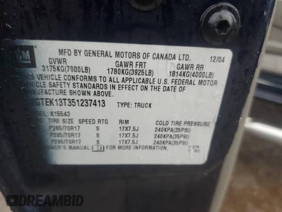 2005 GMC Sierra 1500 SLE z VIN 2GTEK13T351237413, wystawiony jako Copart lot #88888335 z przebiegiem 218 093 mil mil oraz Szkoda całkowita • Salvage title. Historia ofert i sprzedaży dostępna na DreamBid. Obrazek 13.