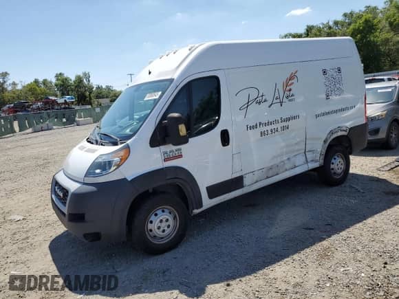 2019 Ram ProMaster Cargo with VIN 3C6TRVBG1KE502771, listed as a Copart auction lot 53069545 with 167,912 mi miles and Non repairable. Bid and sale history available at DreamBid. Image 1.