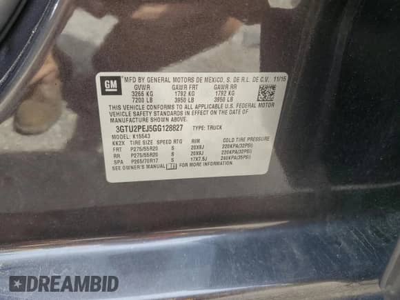 2016 GMC Sierra 1500 Denali z VIN 3GTU2PEJ5GG128827, wystawiony jako Copart lot #57999845 z przebiegiem 114 250 mil mil oraz Szkoda całkowita • Salvage title. Historia ofert i sprzedaży dostępna na DreamBid. Obrazek 12.