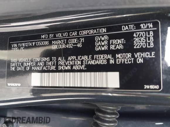 2015 Volvo S60 T5 Premier с VIN YV1612TK1F1350086, выставлен на аукционе IAAI как лот 42012147 с пробегом 126 620 миль миль и . История ставок и продаж доступна на DreamBid. Изображение 9.