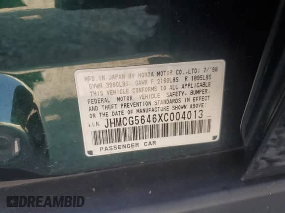 1999 Honda Accord LX с VIN JHMCG5646XC004013, выставлен на аукционе Copart как лот 69031015 с пробегом 72 041 миль миль и Списание • Salvage title. История ставок и продаж доступна на DreamBid. Изображение 13.