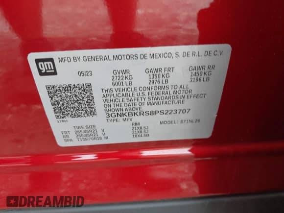 2023 Chevrolet Blazer RS с VIN 3GNKBKRS8PS223707, выставлен на аукционе IAAI как лот 43203565 с пробегом 27 376 миль миль и . История ставок и продаж доступна на DreamBid. Изображение 9.