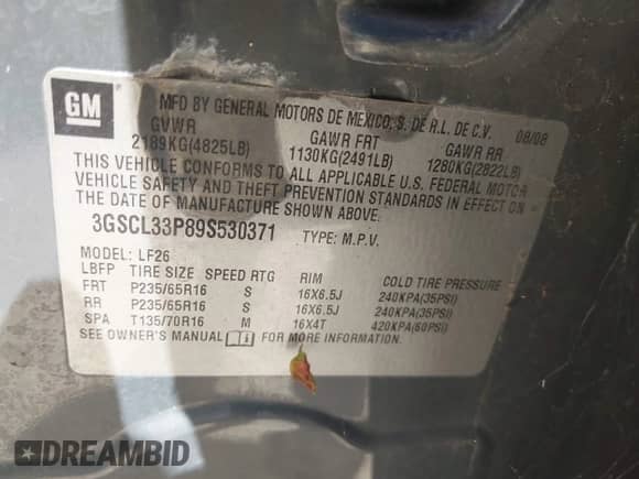 2009 Saturn VUE XE с VIN 3GSCL33P89S530371, выставлен на аукционе IAAI как лот 42819128 с пробегом 203 882 миль миль и . История ставок и продаж доступна на DreamBid. Изображение 9.