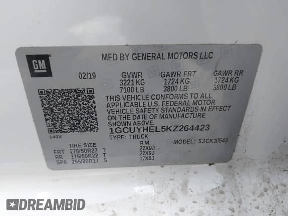 2019 Chevrolet Silverado 1500 High Country с VIN 1GCUYHEL5KZ264423, выставлен на аукционе IAAI как лот 41482078 с пробегом 65 288 миль миль и . История ставок и продаж доступна на DreamBid. Изображение 9.