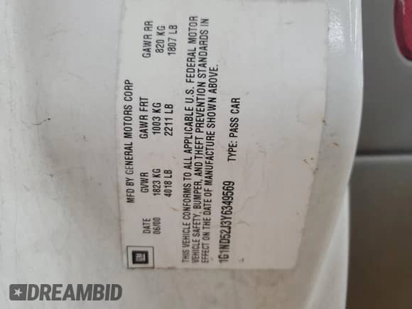 2000 Chevrolet Malibu с VIN 1G1ND52J3Y6349569, выставлен на аукционе Copart как лот 57284415 с пробегом 186 057 миль миль и Списание • Salvage title. История ставок и продаж доступна на DreamBid. Изображение 12.