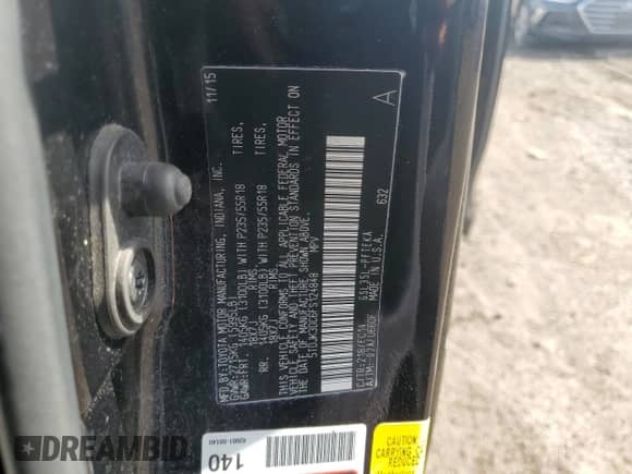 2015 Toyota Sienna LE z VIN 5TDJK3DC6FS124848, wystawiony jako Copart lot #69788815 z przebiegiem 59 412 mil mil oraz Szkoda całkowita • Salvage title. Historia ofert i sprzedaży dostępna na DreamBid. Obrazek 13.